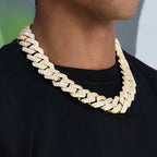 Diamond Prong Link Chain in Yellow Gold - 25mm