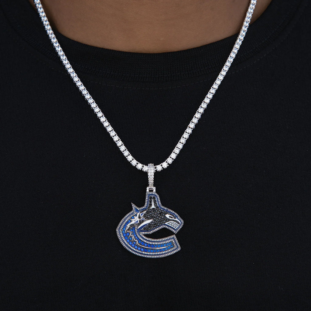Vancouver Canucks Official NHL Logo Pendant in White Gold