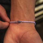 Pink Diamond Micro Tennis Bracelet in White Gold