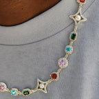 Colored Gemstone Pearl Chain in Yellow Gold - 17mm