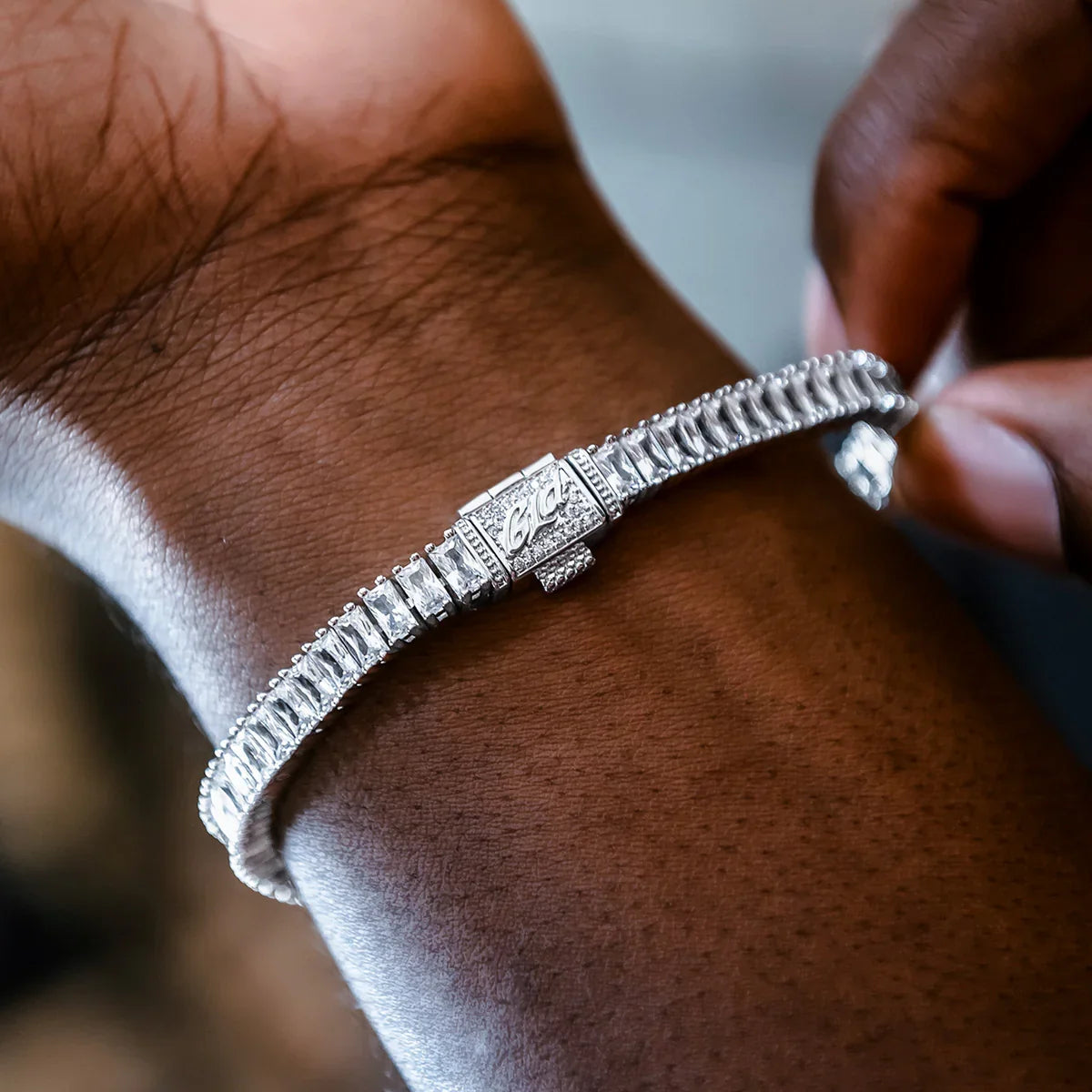 Diamond Baguette Tennis Chain + Bracelet Bundle in White Gold- 6mm