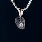 Iced Black Baseball Pendant in Yellow Gold