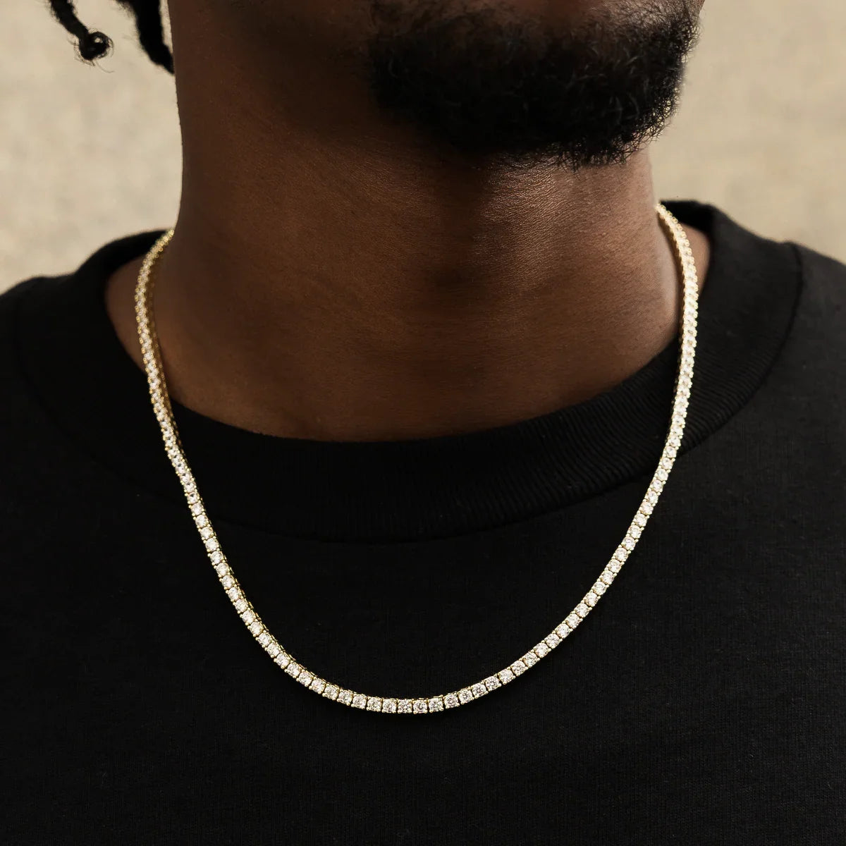 Diamond Tennis Chain in Yellow Gold- 3mm