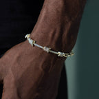 Iced Barbed Wire Bracelet in Yellow Gold