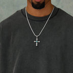 Turquoise Western Cross Pendant in White Gold