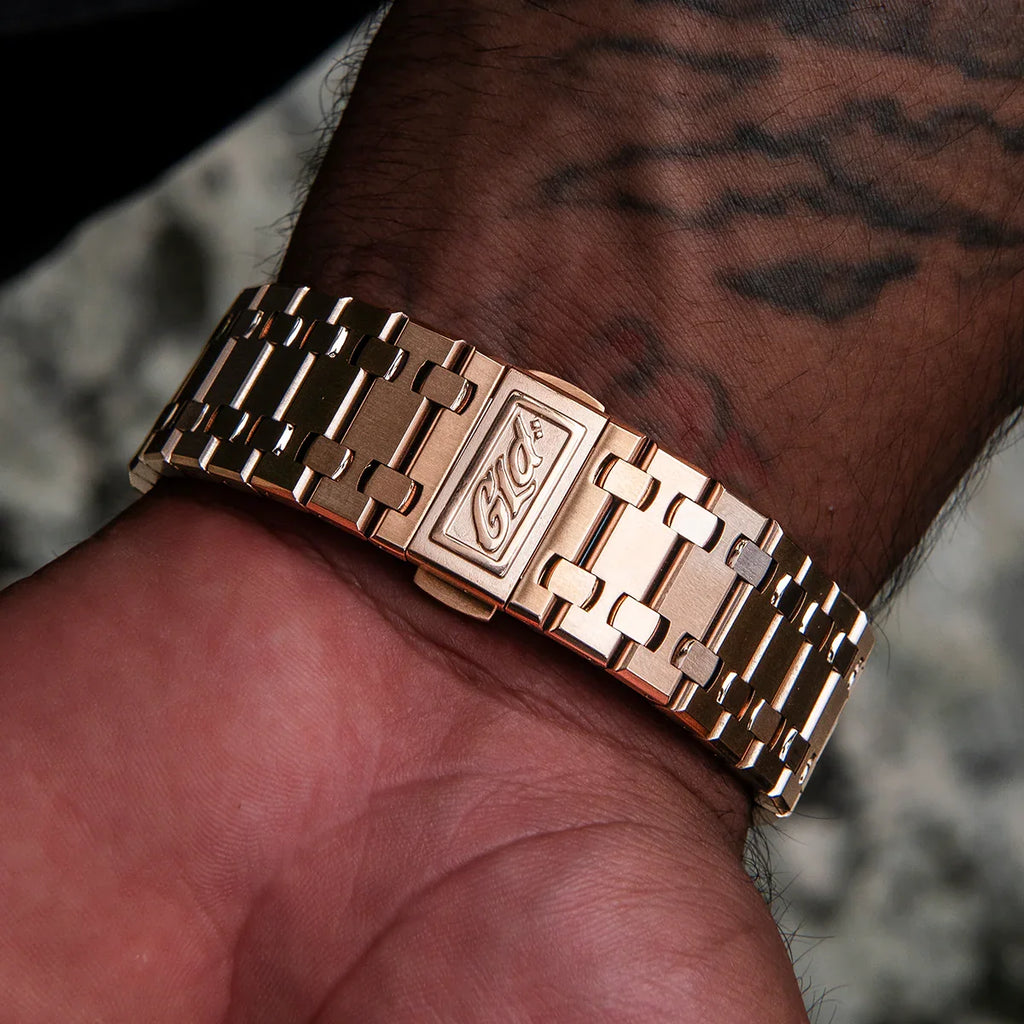 39MM Visionary Plain Case & Chocolate Dial Watch - Rose Gold