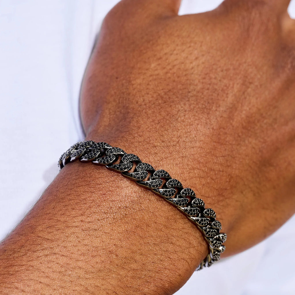 Black Diamond Cuban Chain Bracelet in Black - 8.5mm