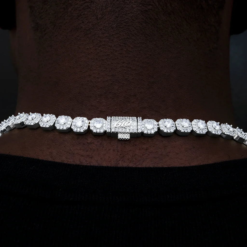 Clustered Tennis Chain in White Gold- 8.5mm