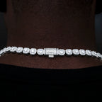 Clustered Tennis Chain in White Gold- 8.5mm