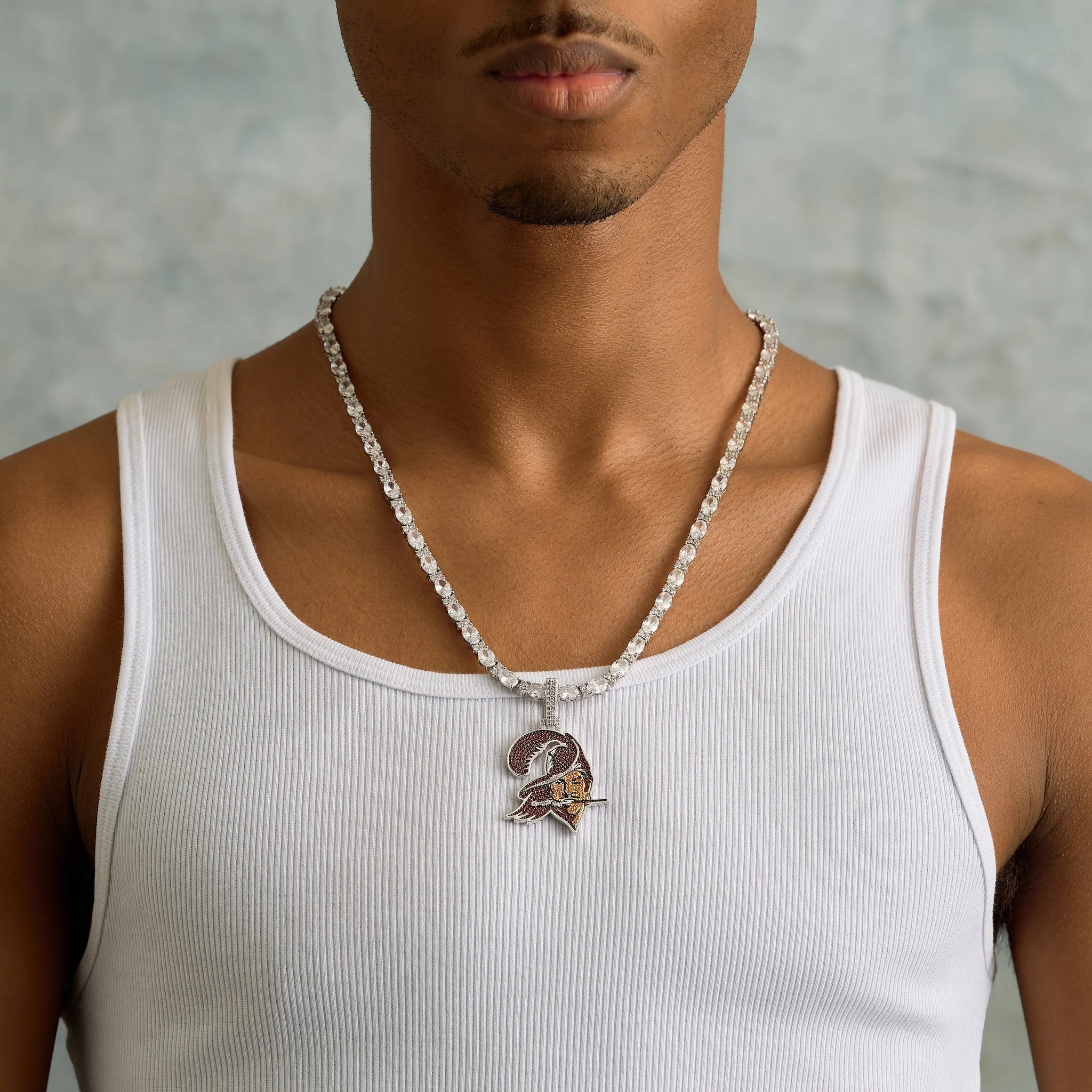 Tampa Bay Buccaneers Official NFL Vintage Logo Pendant in White Gold