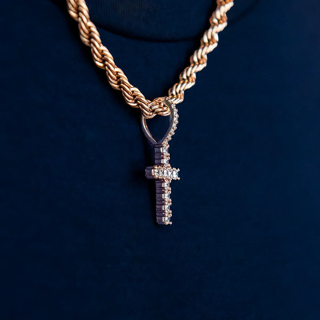 Micro Diamond Cross Pendant - Rose Gold
