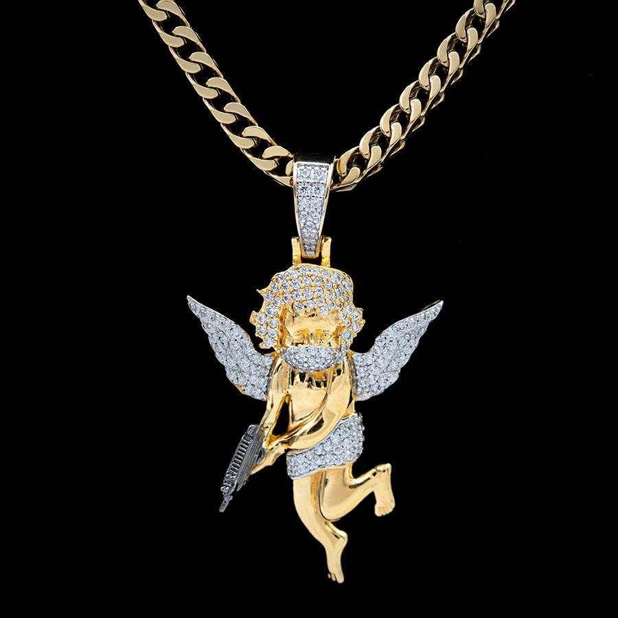 Masked Angel Pendant in Yellow Gold