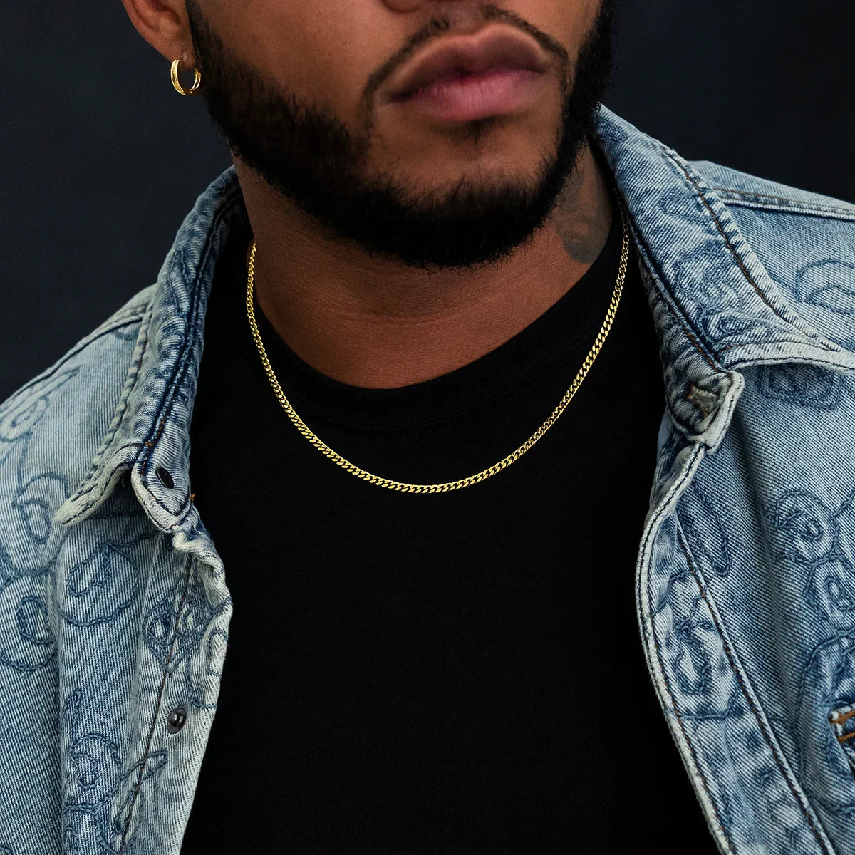 Micro Cuban Chain in Yellow Gold- 3mm