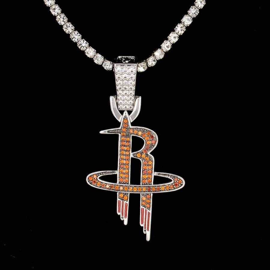 Houston Rockets Official NBA Logo Pendant in White Gold