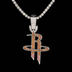 Houston Rockets Official NBA Logo Pendant in White Gold