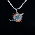 Large Miami Dolphins Logo Pendant - White Gold