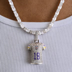 Minnesota Vikings Justin Jefferson Official NFL Jersey #18 Pendant in White Gold