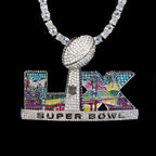 Iced 2026 Super Bowl LX Official Large NFL Logo Pendant in White Gold