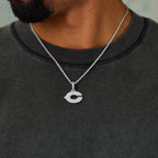 Chicago Bears Official NFL Micro Logo Pendant in White Gold