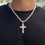 Large Diamond Rose Thorn Crucifix Pendant in White Gold