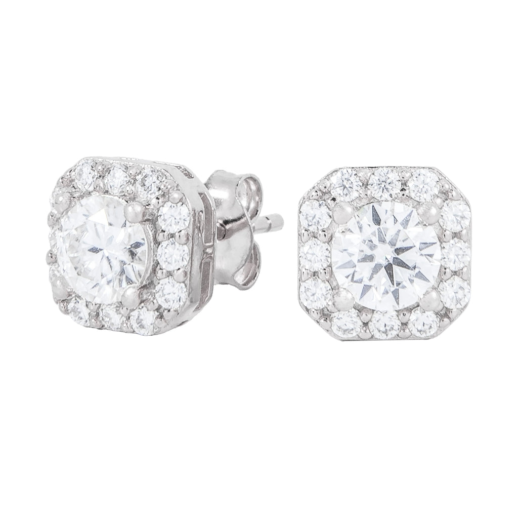 Micro Clustered Moissanite Earrings in Sterling Silver