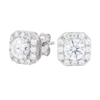 Micro Clustered Moissanite Earrings in Sterling Silver