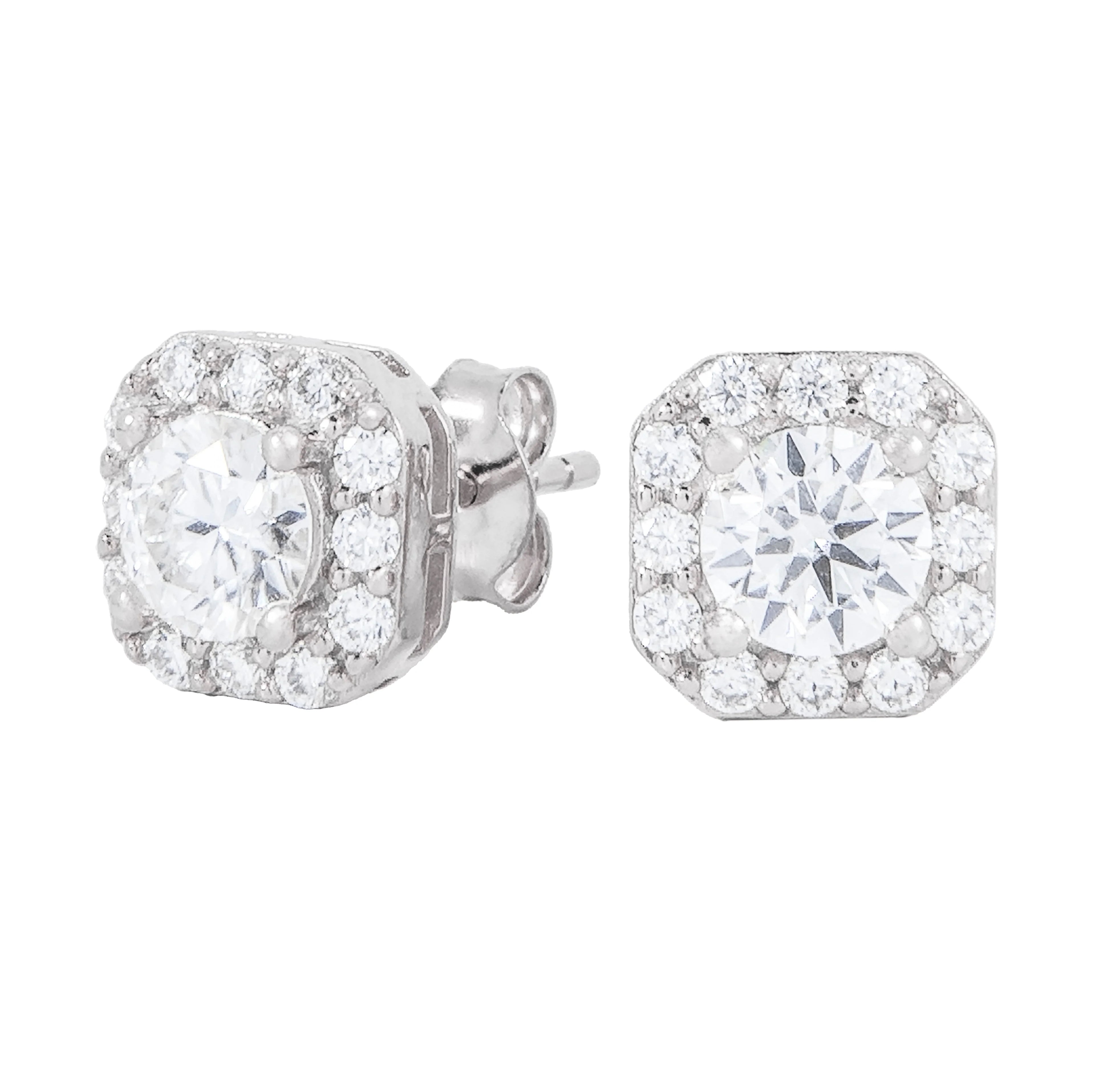 Micro Clustered Moissanite Earrings in Sterling Silver
