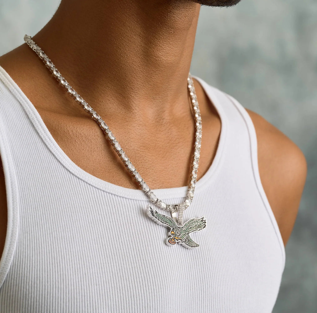 Philadelphia Eagles Official NFL Vintage Logo Pendant in White Gold