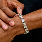 Iced XOXO Tennis Chain Bracelet in White Gold