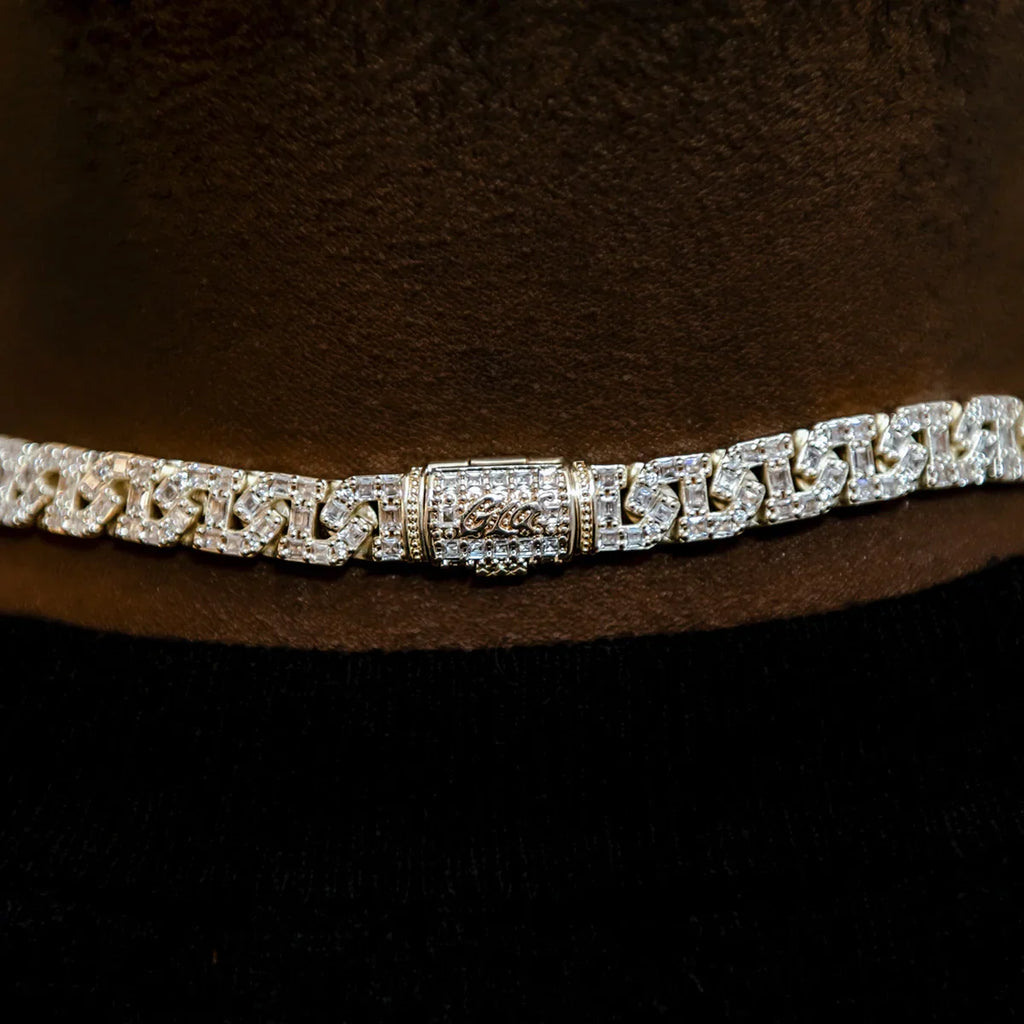 Baguette Chain Link Necklace in Yellow Gold- 8mm