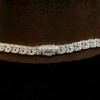 Baguette Chain Link Necklace in Yellow Gold- 8mm