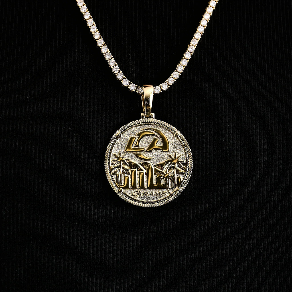 LA Rams Official NFL Coin Pendant in Yellow Gold