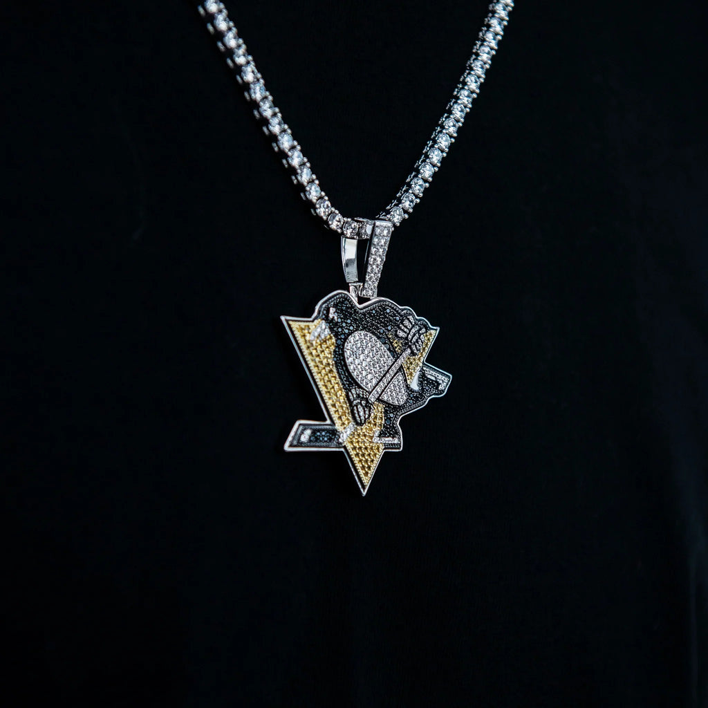 Pittsburgh Penguins Official NHL Logo Pendant in White Gold