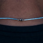 Blue Topaz Diamond Micro Tennis Chain in White Gold