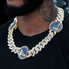 Golden State Warriors Official NBA Diamond Prong Cuban Chain in Yellow Gold- 25mm