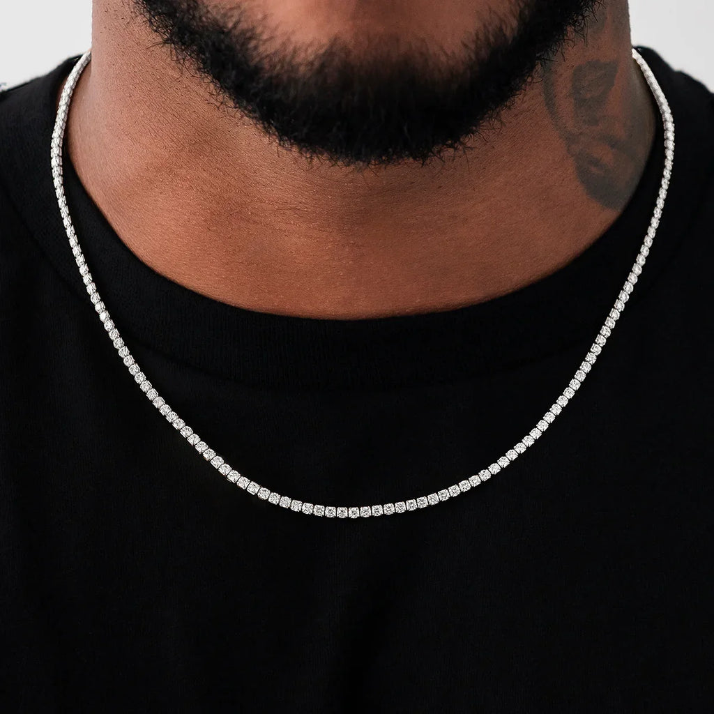 Micro Tennis Chain in White Gold