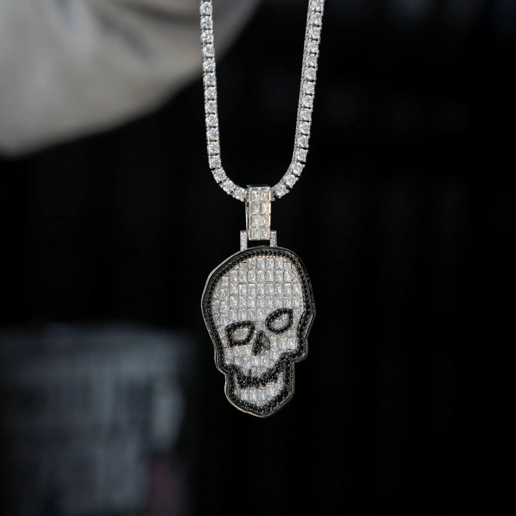 GLD X Sesh Bones Iced Skull Pendant in White Gold