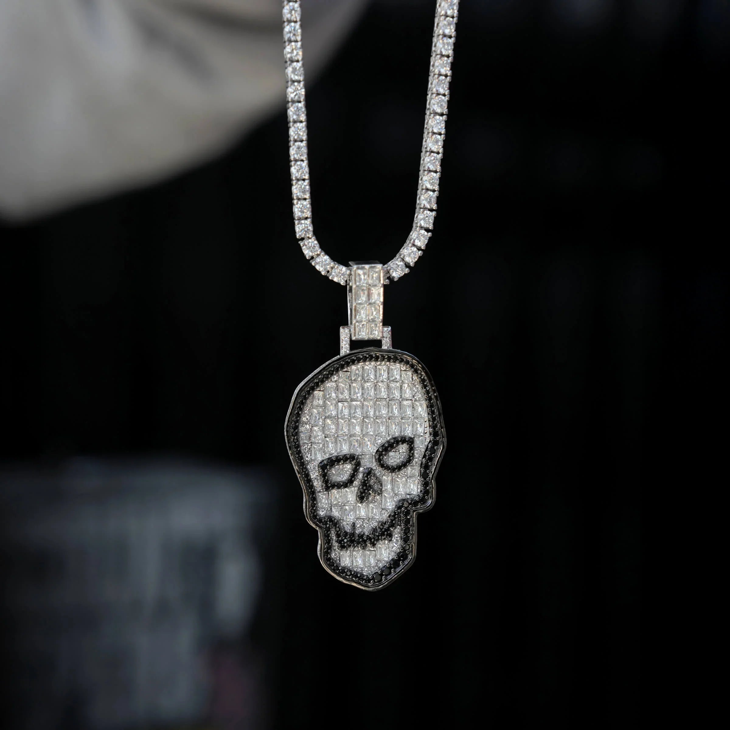 GLD X Sesh Bones Iced Skull Pendant in White Gold
