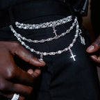 Iced Micro Cross Clip On Pendant in White Gold