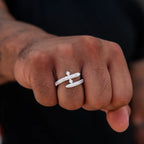 Diamond Sword Ring in White Gold Vermeil