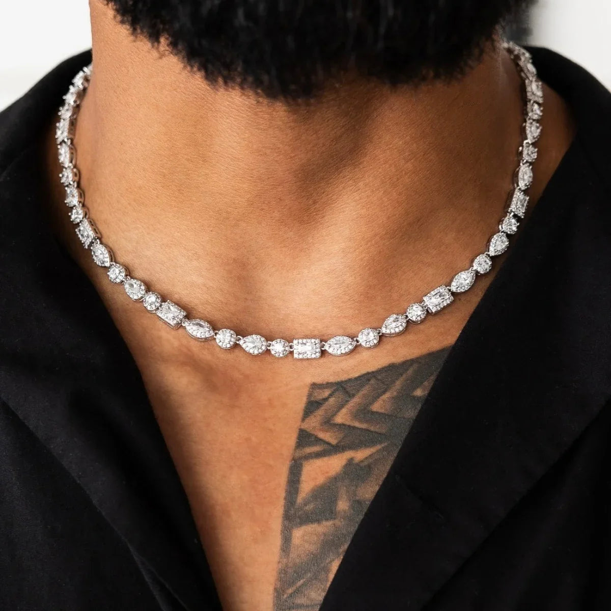 Mixed Diamond Pave Chain in White Gold