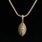 Iced Football Pendant in Yellow Gold