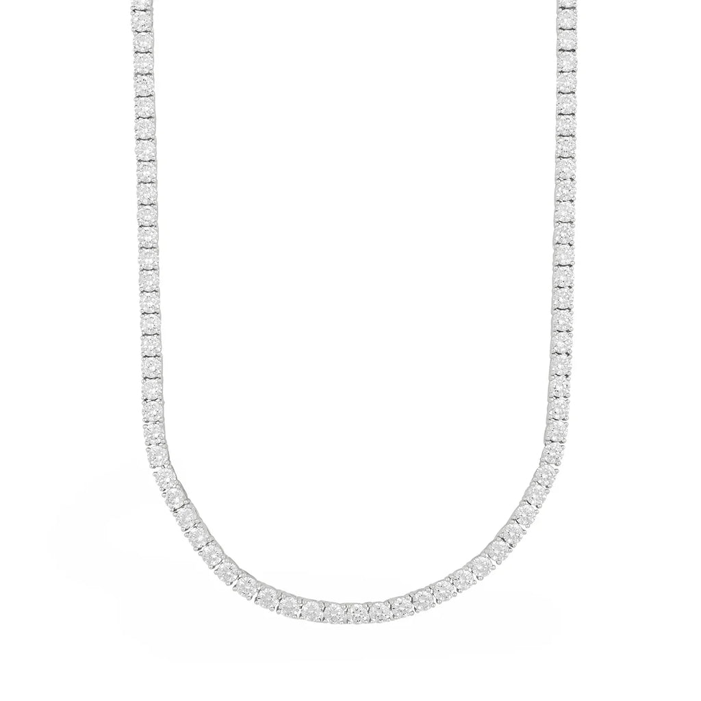 Men's Moissanite Diamond Tennis Chain in White Gold Vermeil- 3mm