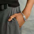 Iced Crucifix Cross Plate Bracelet in White Gold