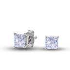 Moissanite Square Cut Diamond Stud Earring in Sterling Silver - 5mm