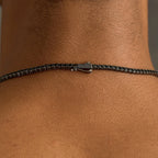 Black Diamond Tennis Chain + Black Diamond Cross Pendant in Black - 3mm