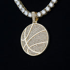 Pave Basketball Pendant in Yellow Gold