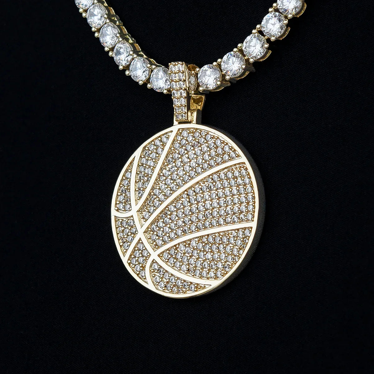 Pave Basketball Pendant in Yellow Gold