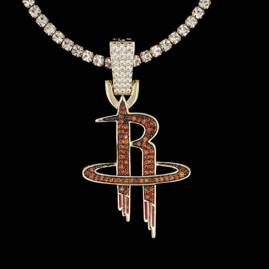 Houston Rockets Official NBA Logo Pendant in Yellow Gold