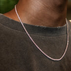 Pink Diamond Micro Tennis Chain + Bracelet Bundle in White Gold